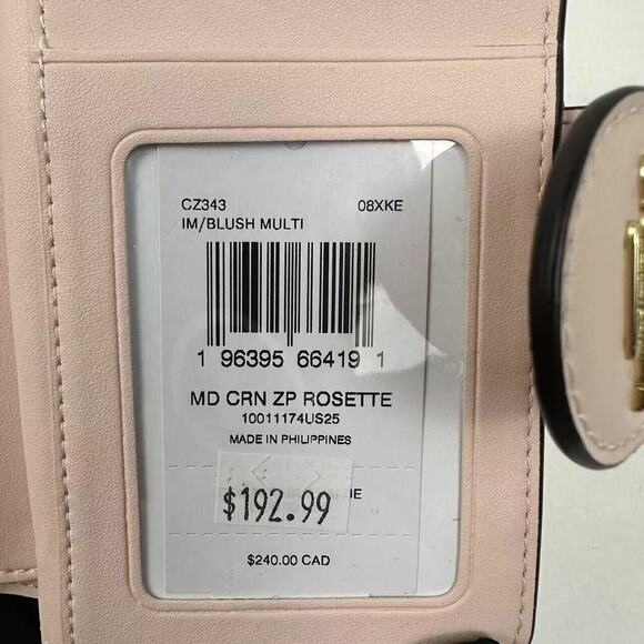 Coach Medium Corner Zip Wallet Canvas Rosette Print Gold/Blush Multi CZ343 NMT - Picture 7 of 9